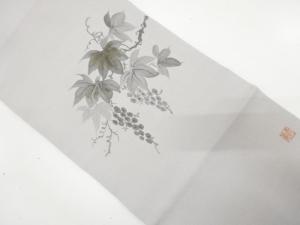 作家物　縮緬地　葡萄模様　名古屋帯